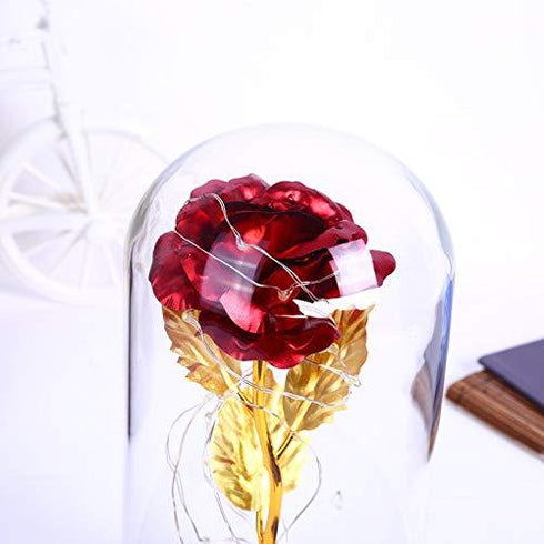 24K Gold Plating Rose  in a Glass  with LED Light